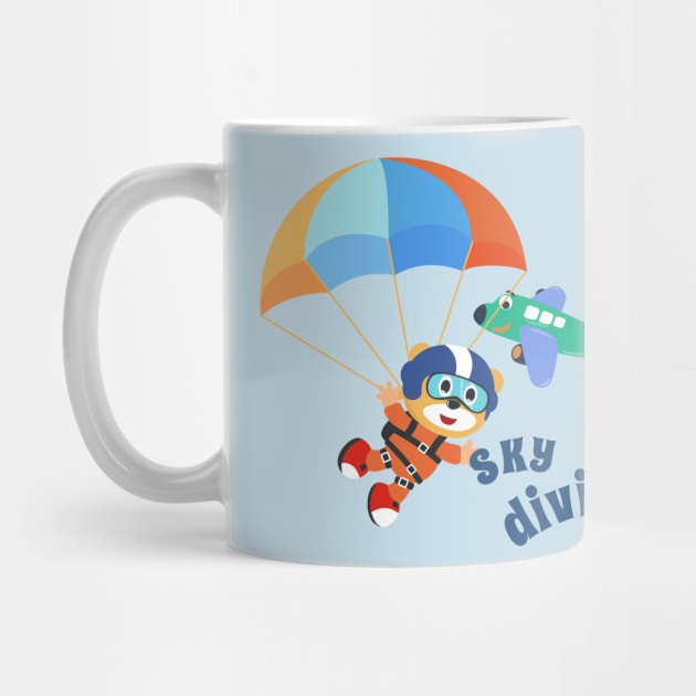 Vector illustration of a cute skydiver by KIDS APPAREL